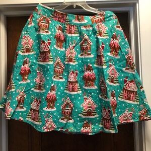 Retrolicious Gingerbread House Pleated Skirt XL pockets EUC